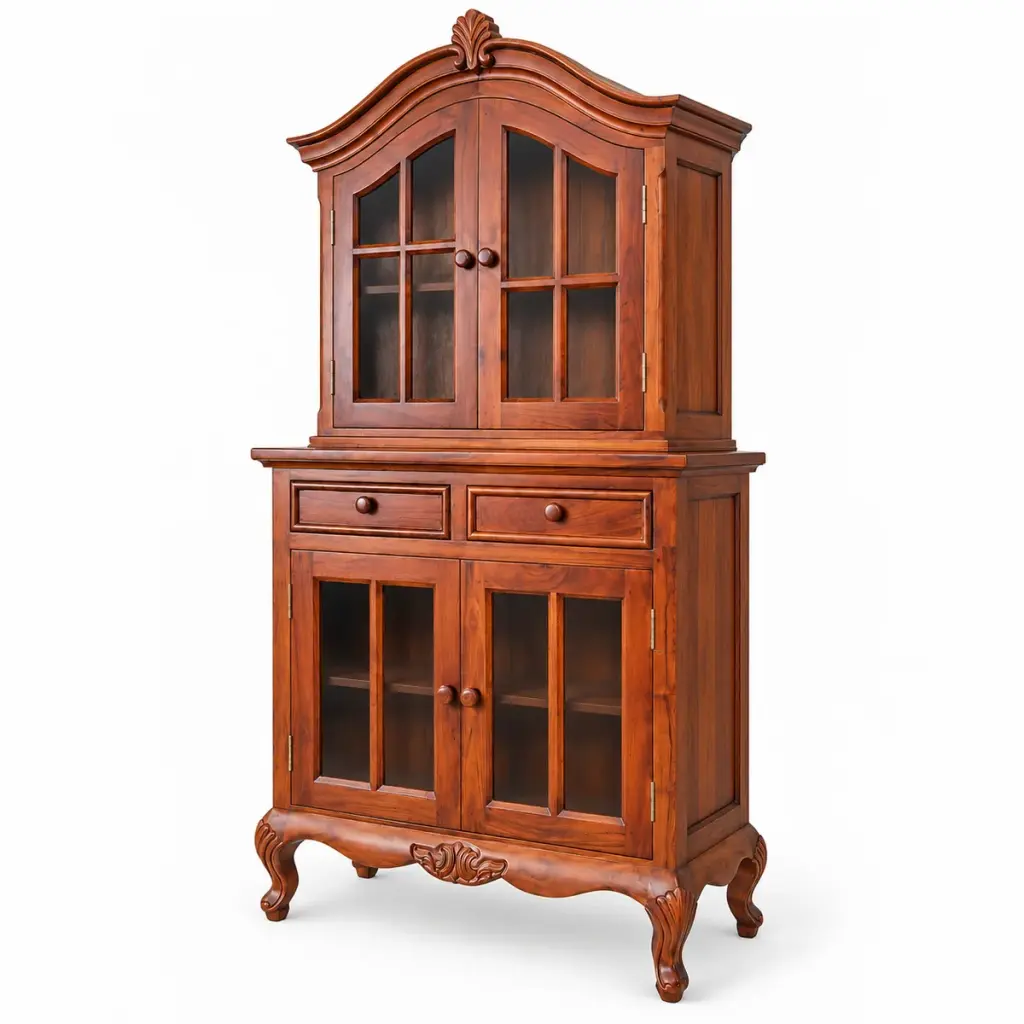 Arched Glass Hutch Cabinet — photo 2