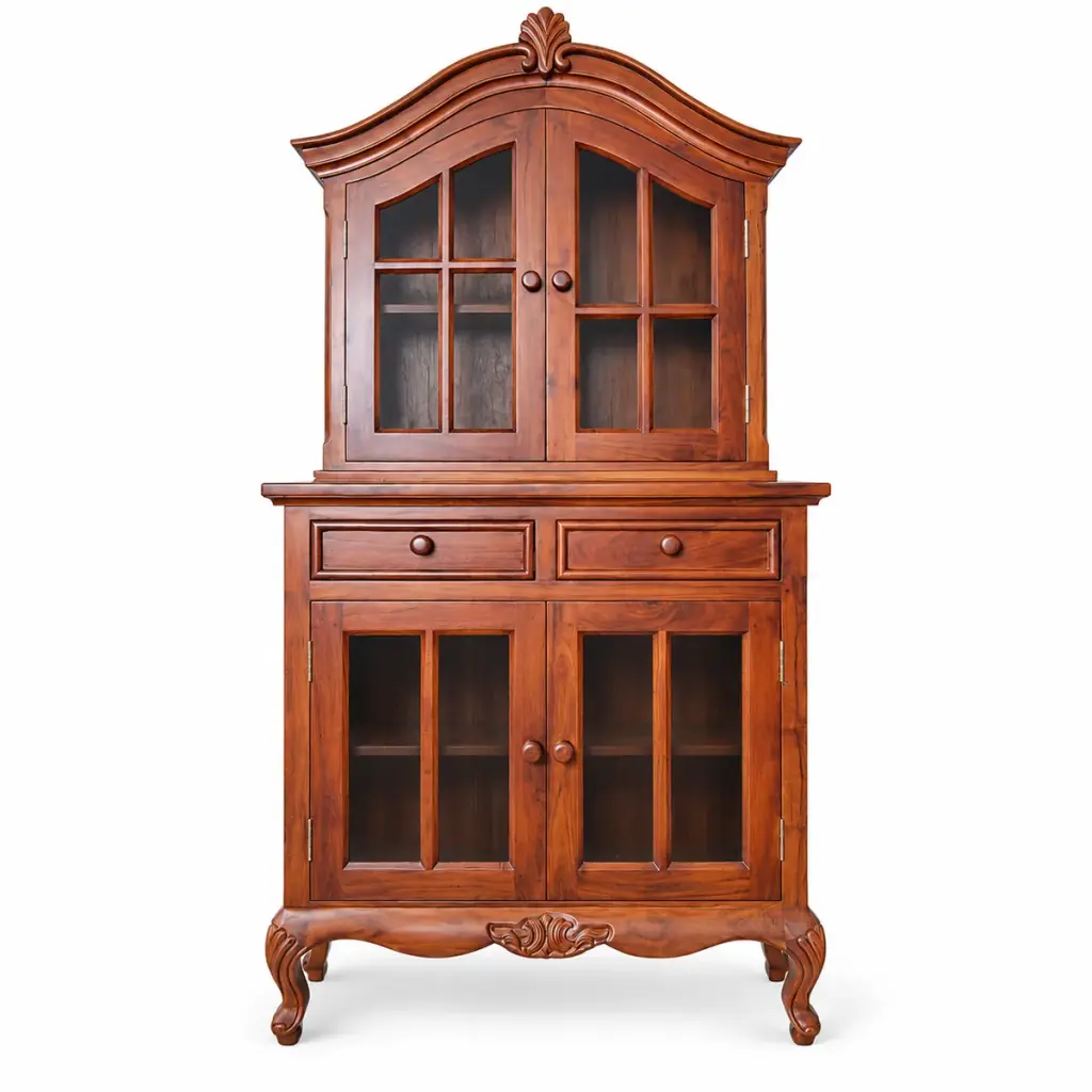 Arched Glass Hutch Cabinet — photo 1