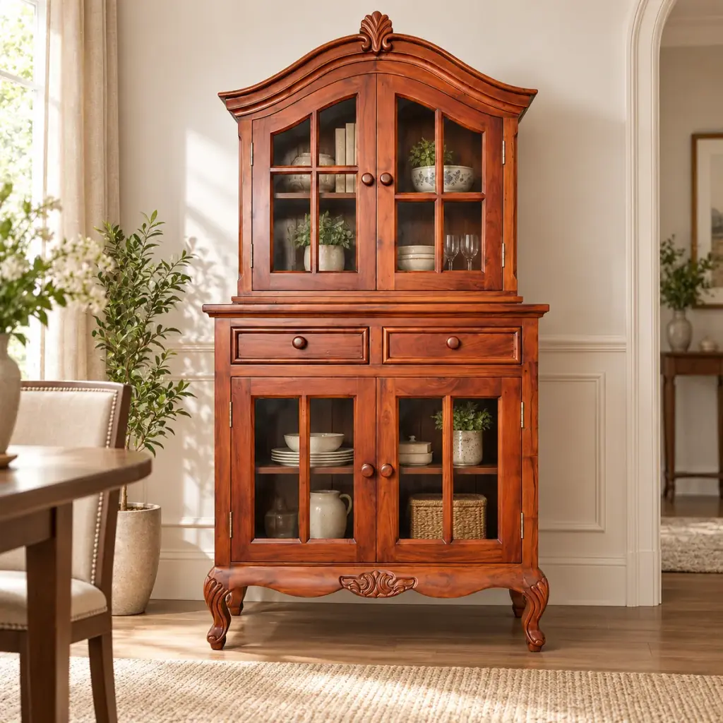 Arched Glass Hutch Cabinet — photo 3