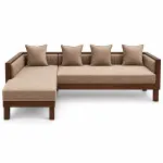 Beige Chaise Lounge Sofa – solid teak, Teakwood Factory