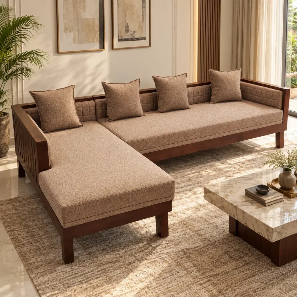 Beige Chaise Lounge Sofa — photo 3