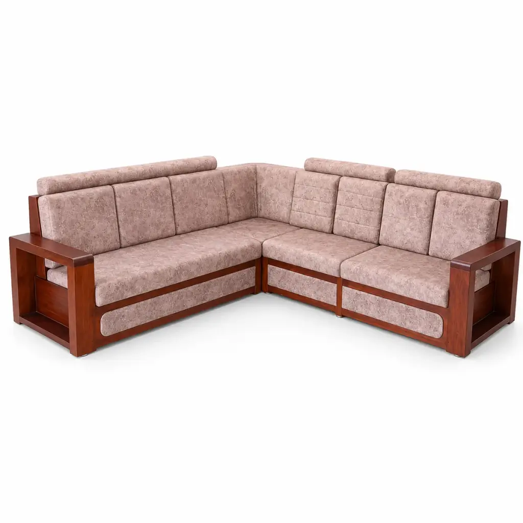 Blush Corner Sofa with Shelves — photo 2