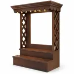 Brass Bell Open Mandir – solid teak, Teakwood Factory