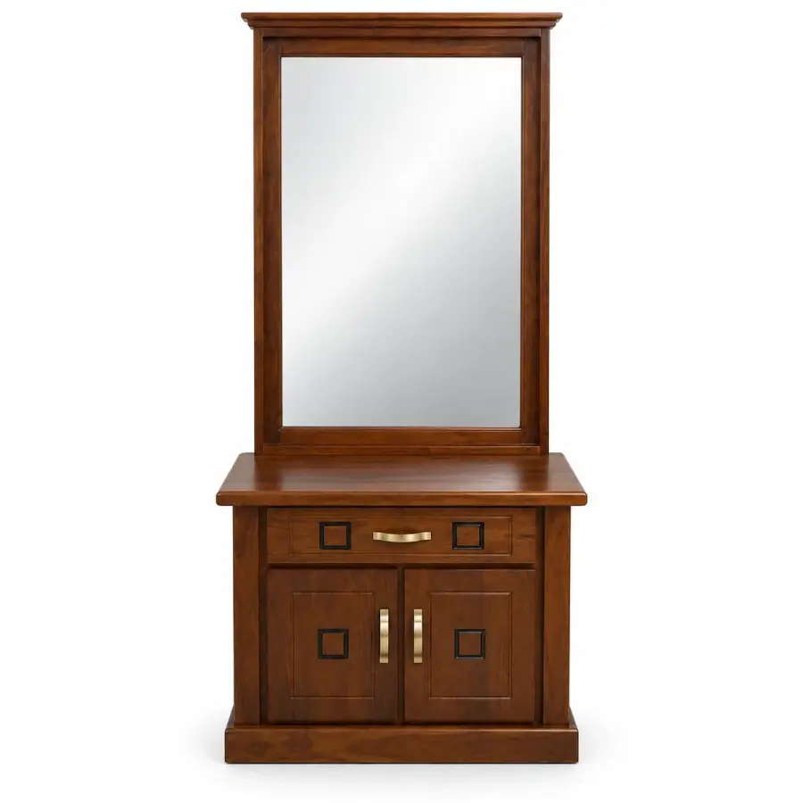 Brass-Handle Mirror Dresser