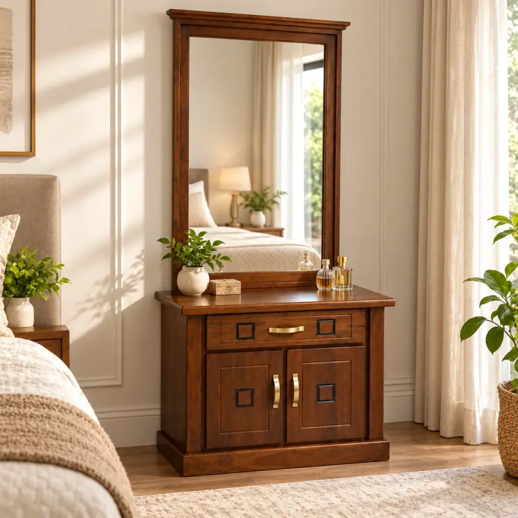 Brass-Handle Mirror Dresser — photo 3