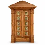 Brass Panel Temple Mandir – solid teak, Teakwood Factory