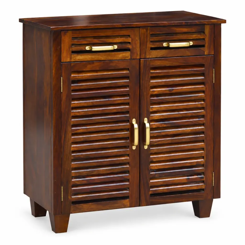 Brass-Pull Louvred Shoe Cabinet — photo 2