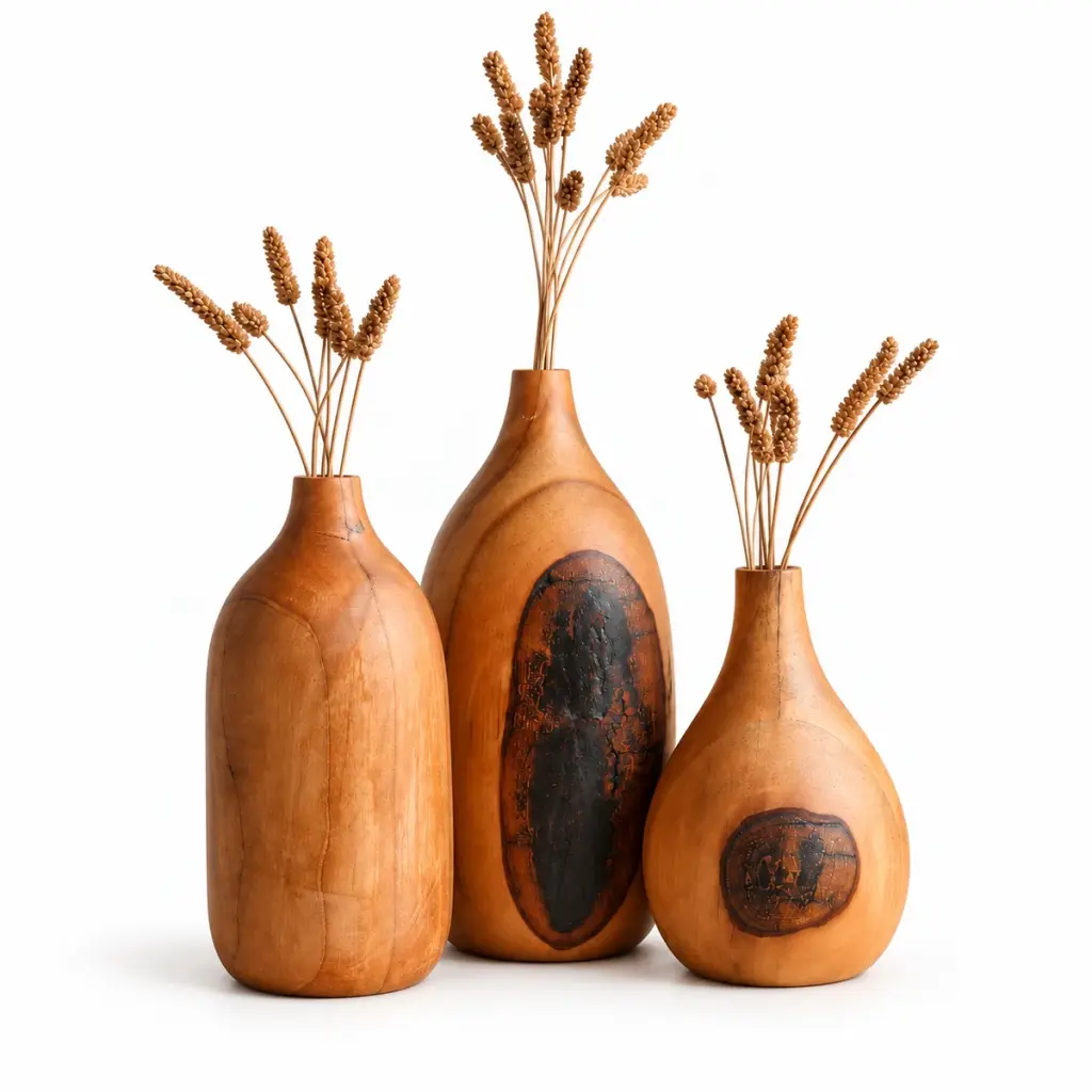 Burl-Inlay Vase Trio — photo 2