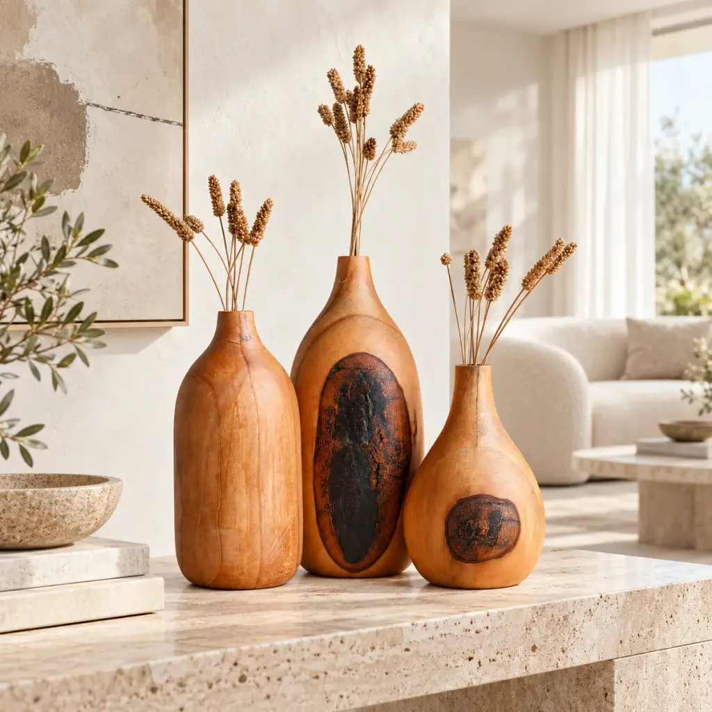 Burl-Inlay Vase Trio — photo 3