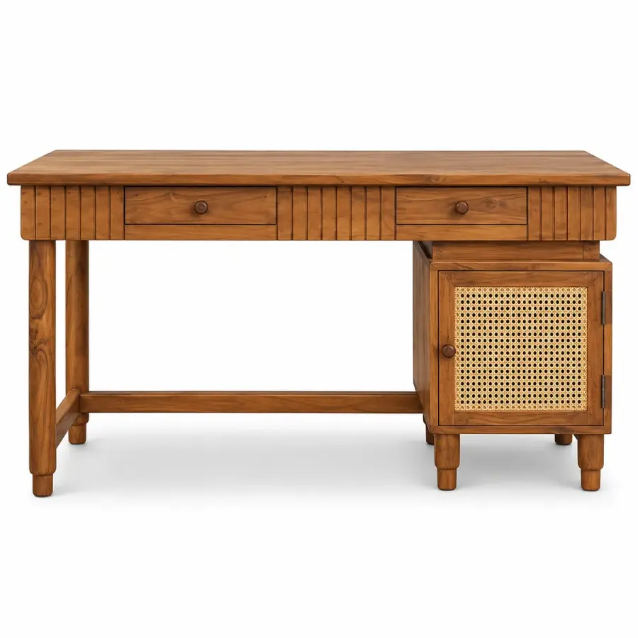 Cane Cabinet Study Desk