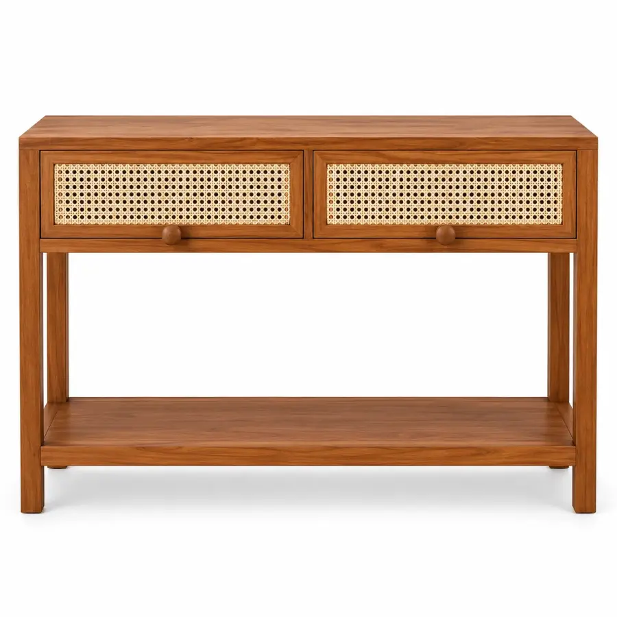 Cane-Drawer Console
