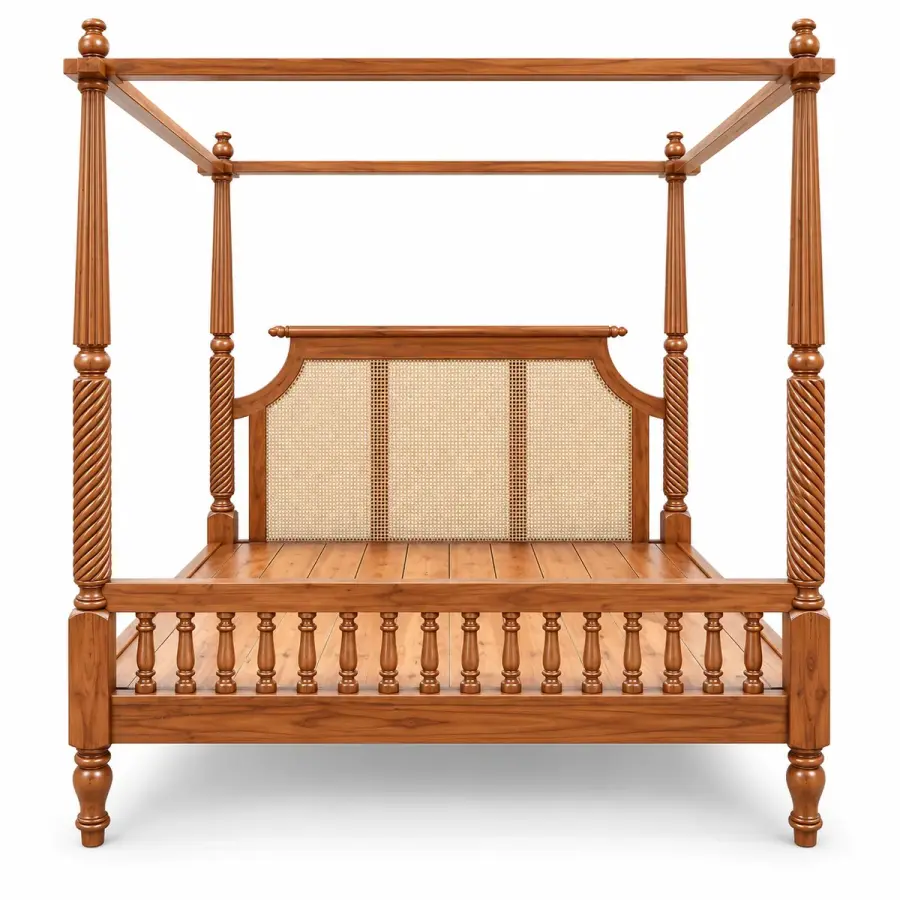Cane Headboard Canopy Bed