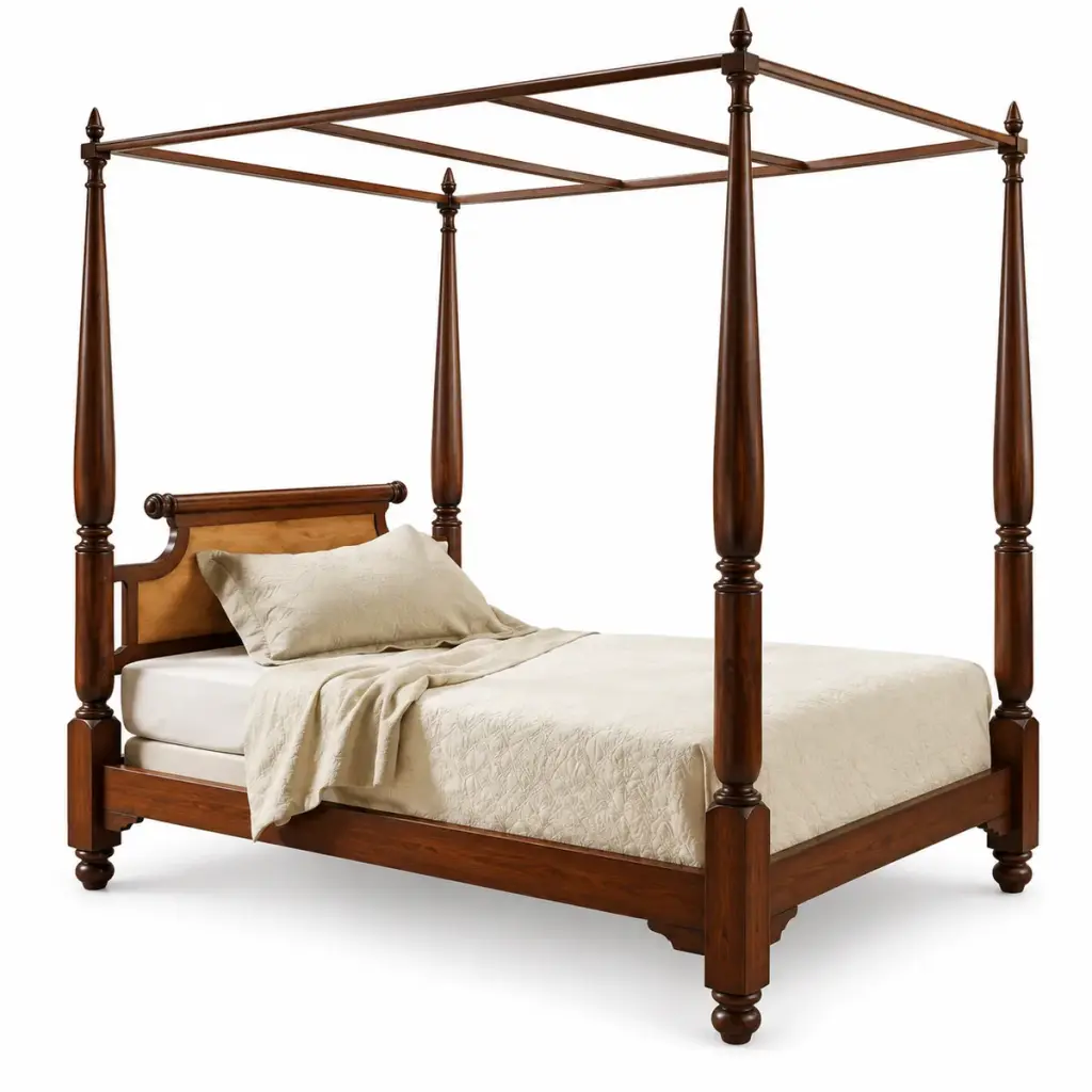 Cane-Panel Tall Poster Bed — photo 2
