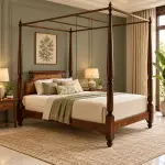 Cane-Panel Tall Poster Bed – solid teak, Teakwood Factory