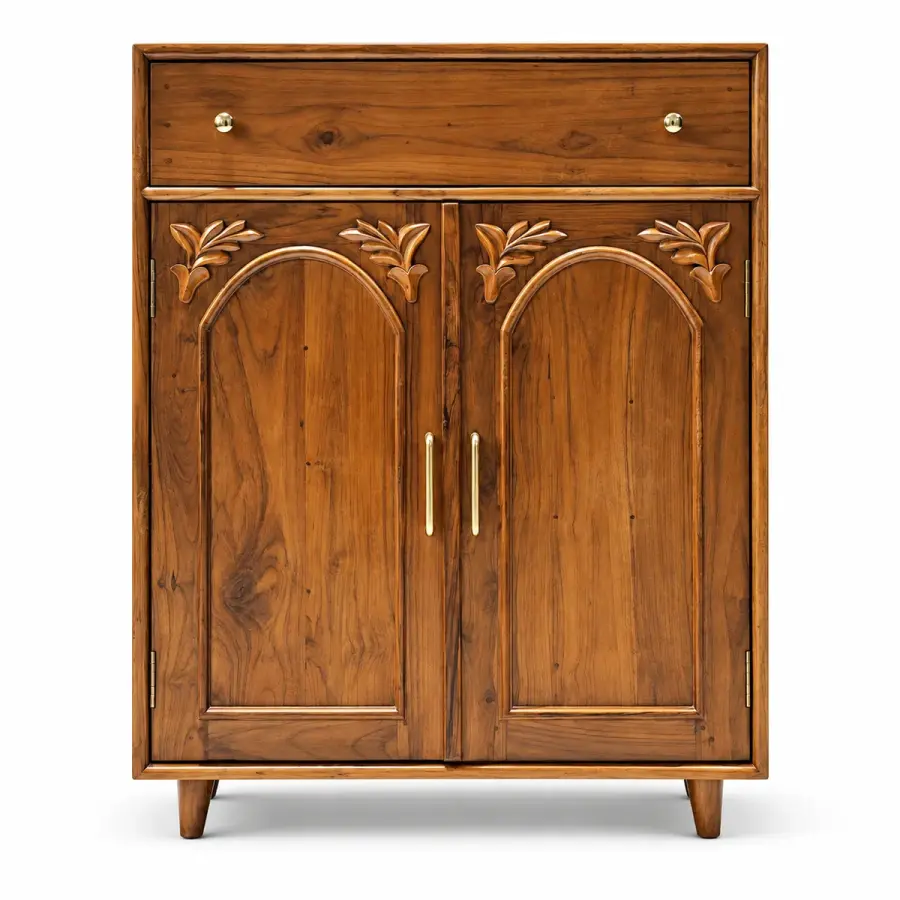 Carved Arch Shoe Cabinet