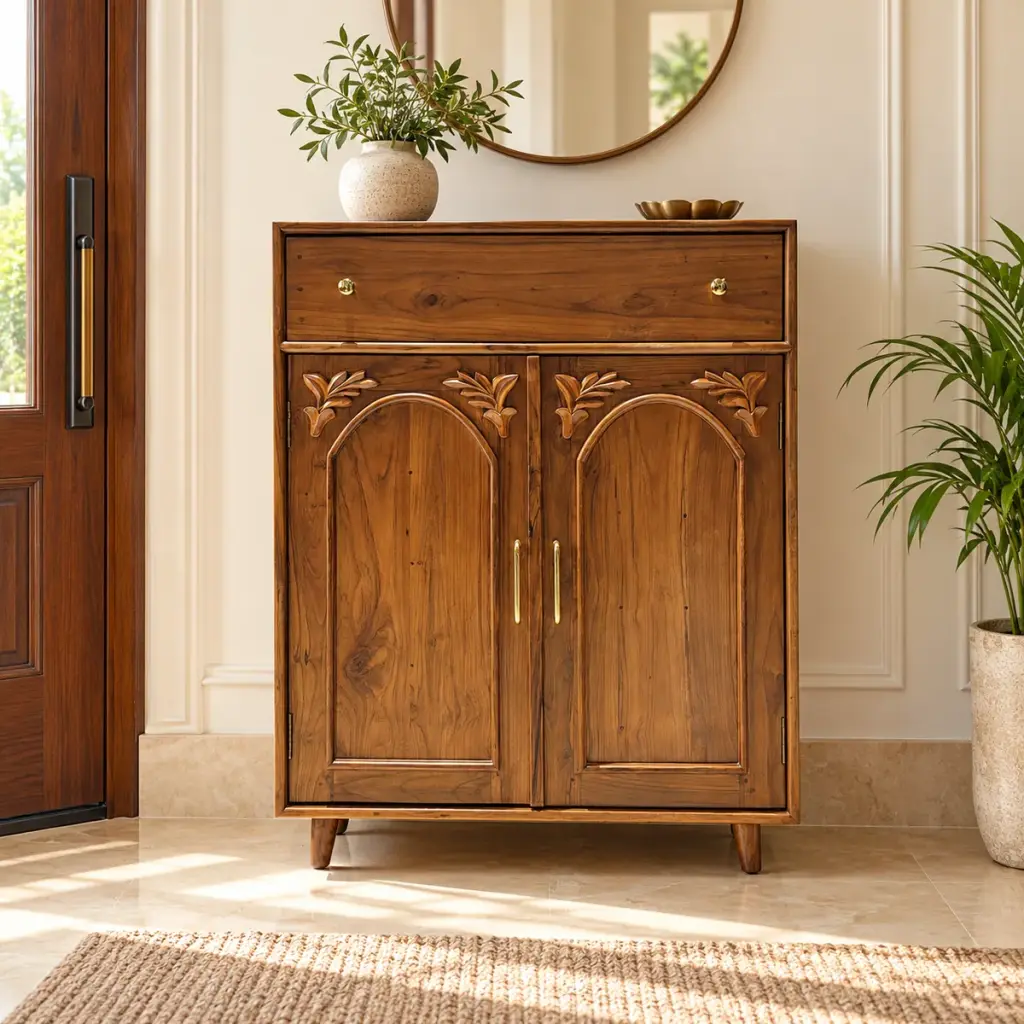Carved Arch Shoe Cabinet — photo 3