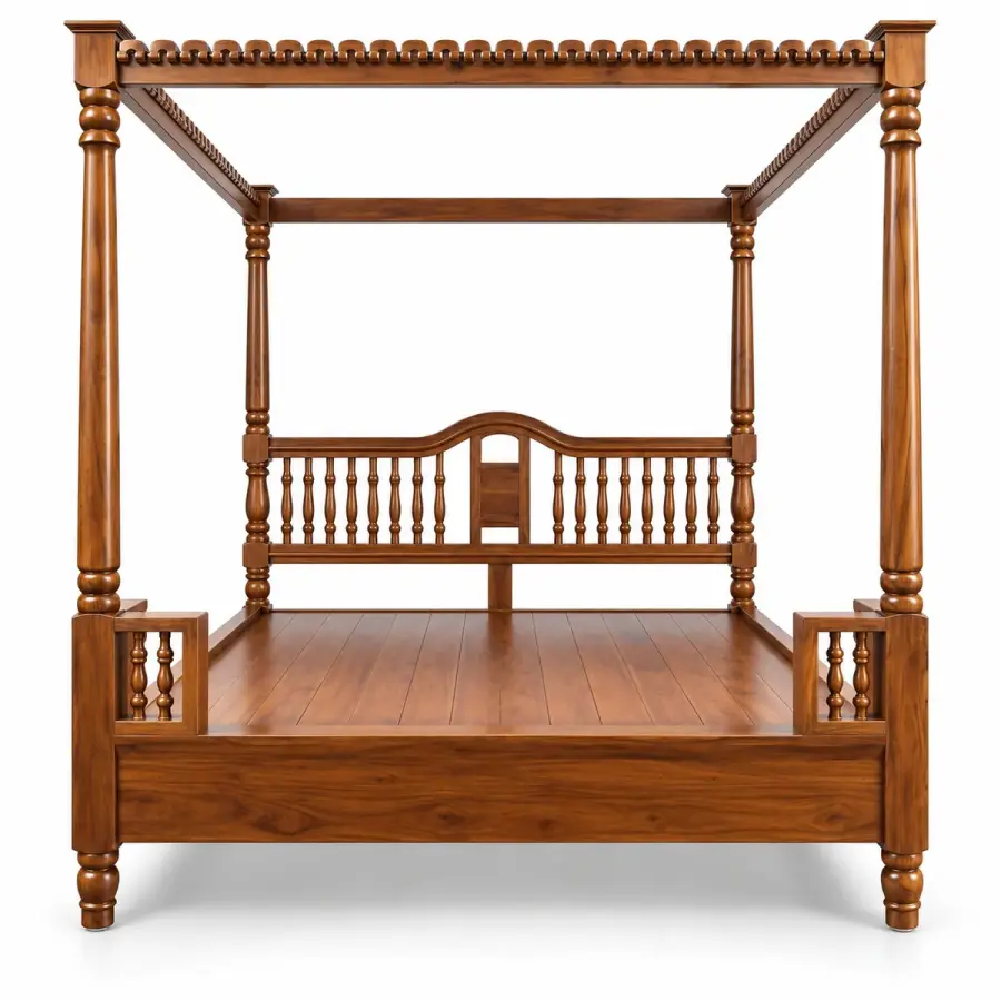 Carved Crest Canopy Bed