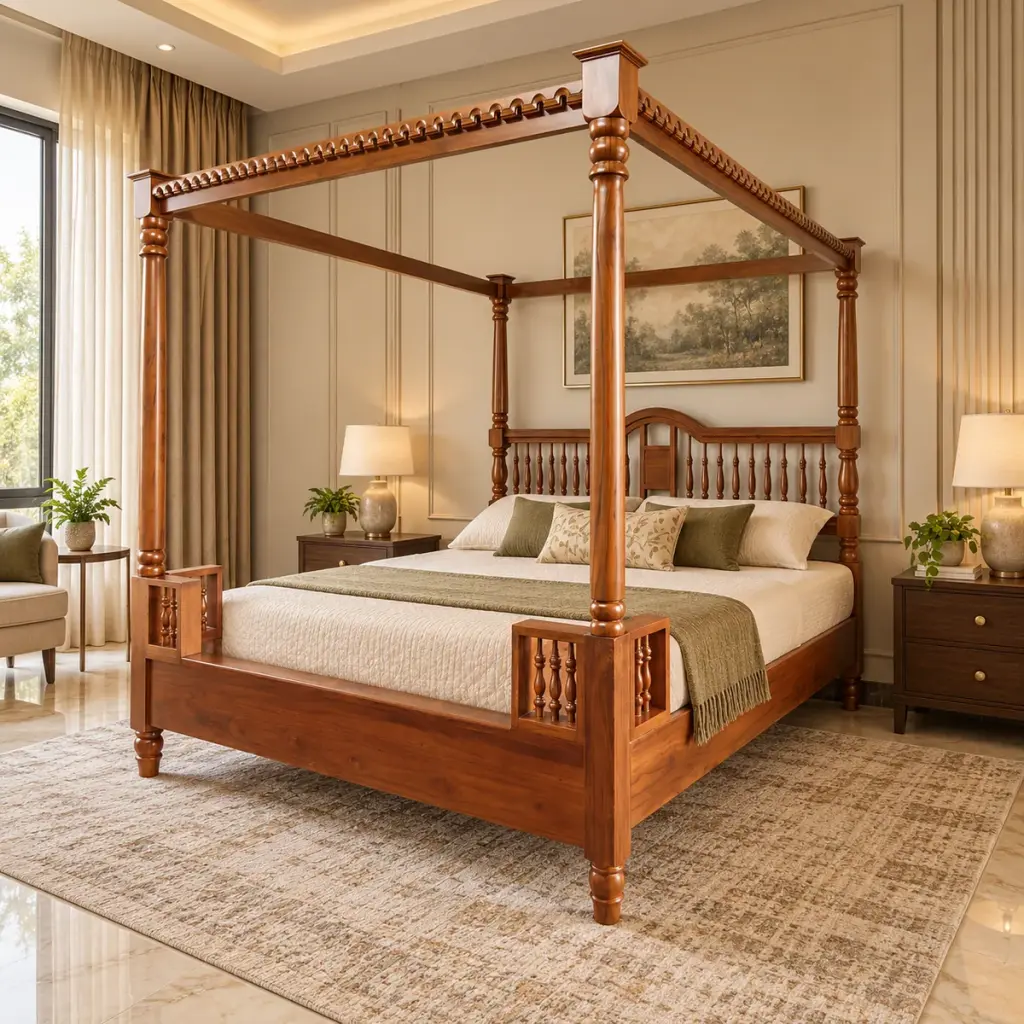 Carved Crest Canopy Bed — photo 3