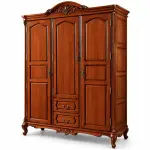 Carved Crown Wardrobe – solid teak, Teakwood Factory