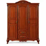 Carved Crown Wardrobe – solid teak, Teakwood Factory