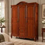Carved Crown Wardrobe – solid teak, Teakwood Factory