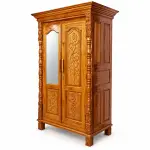 Carved Mirror Almirah – solid teak, Teakwood Factory