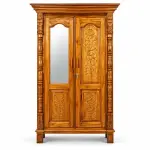 Carved Mirror Almirah – solid teak, Teakwood Factory