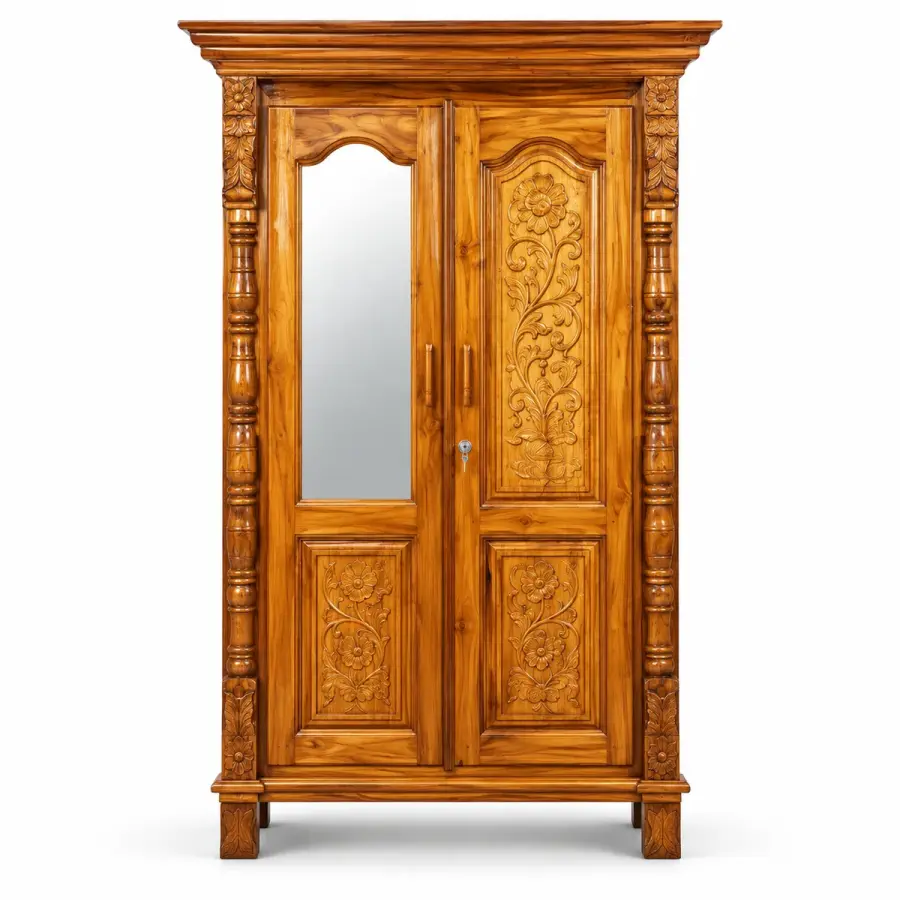 Carved Mirror Almirah