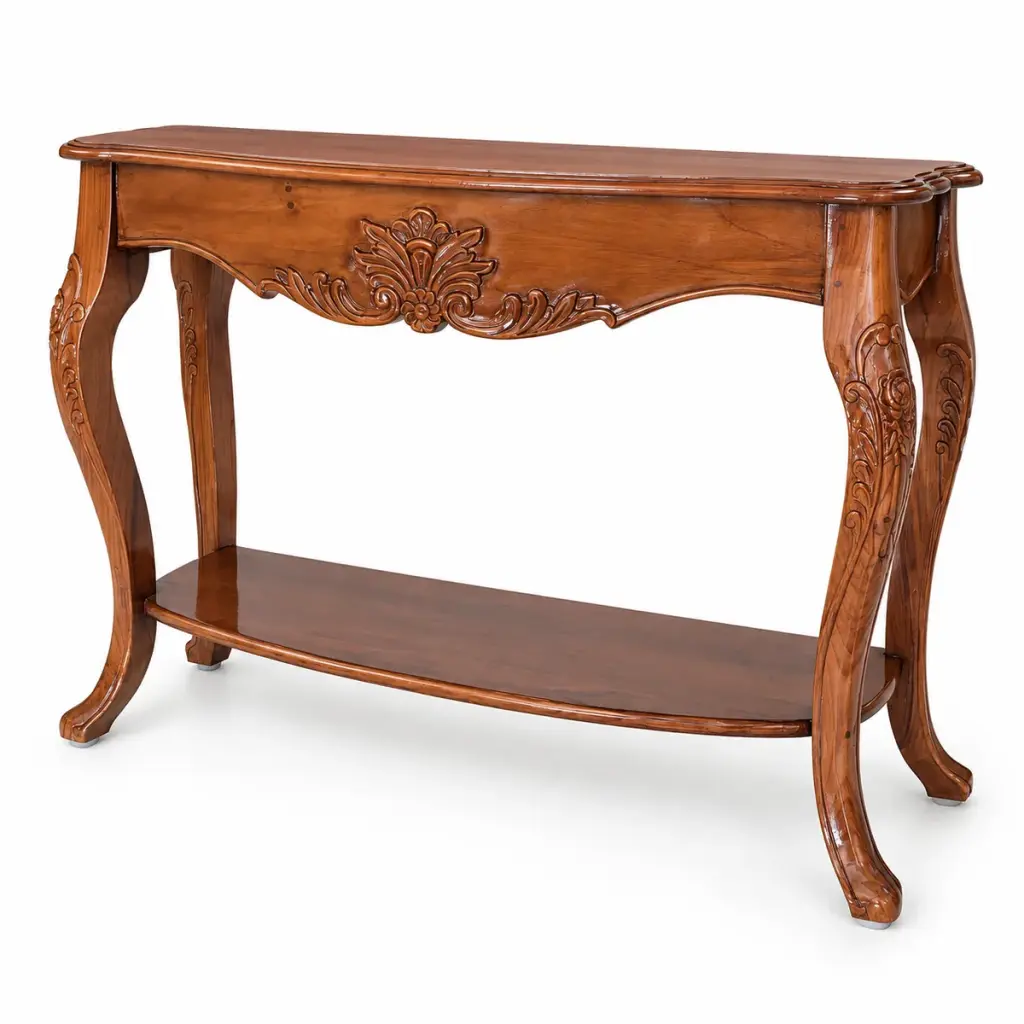Carved Shell Console with Shelf — photo 2