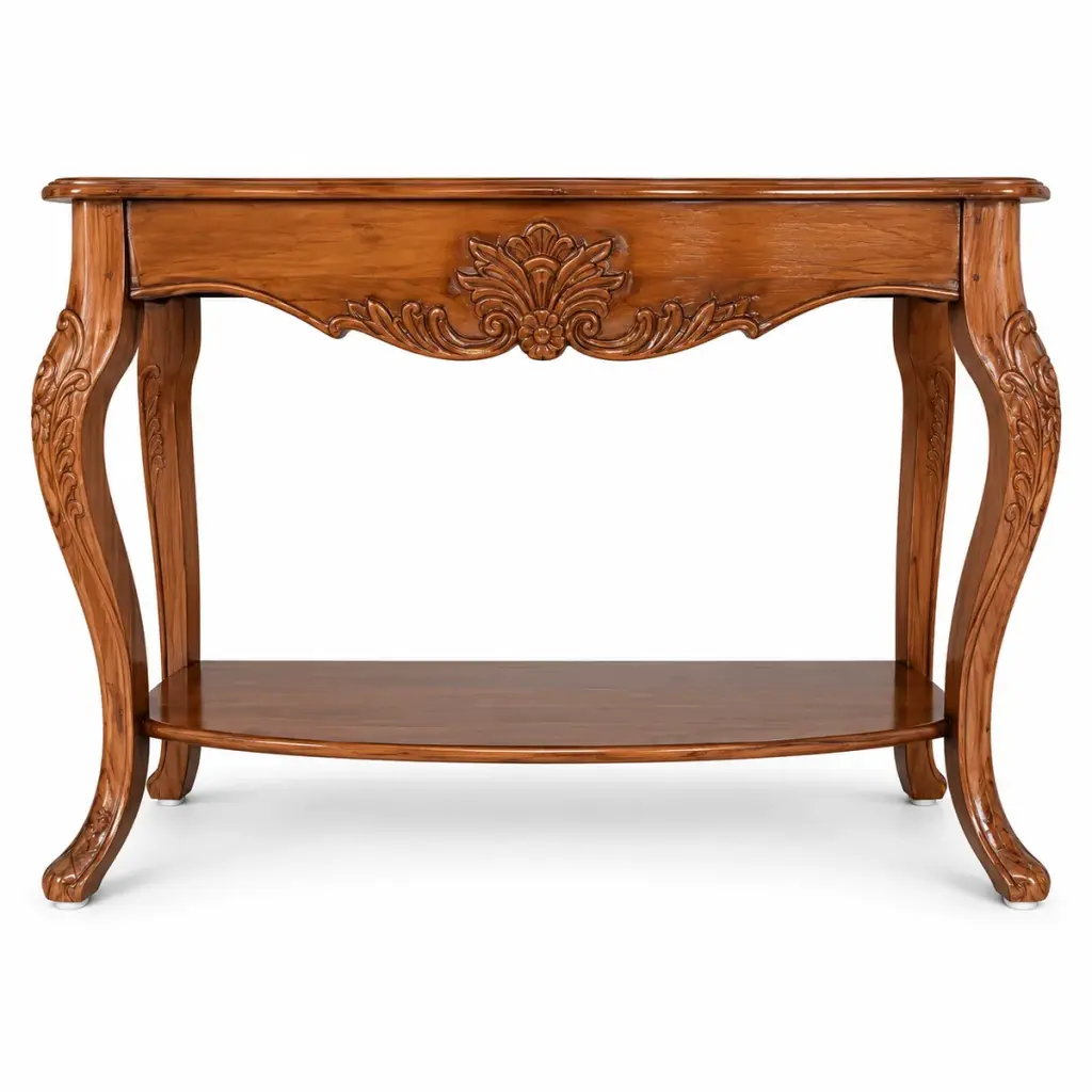 Carved Shell Console with Shelf — photo 1