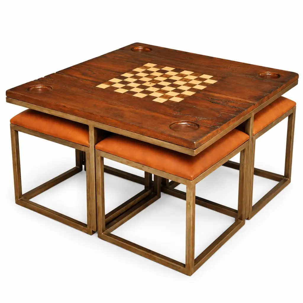 Chessboard Tepoy with Stools — photo 2