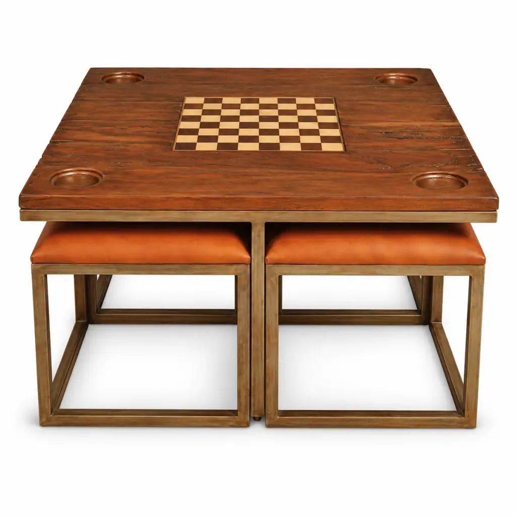 Chessboard Tepoy with Stools — photo 1