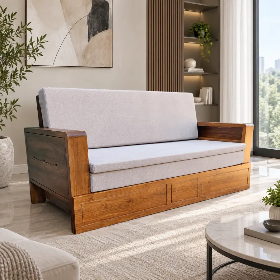 Convertible Teak Sofa Bed – solid teak, Teakwood Factory