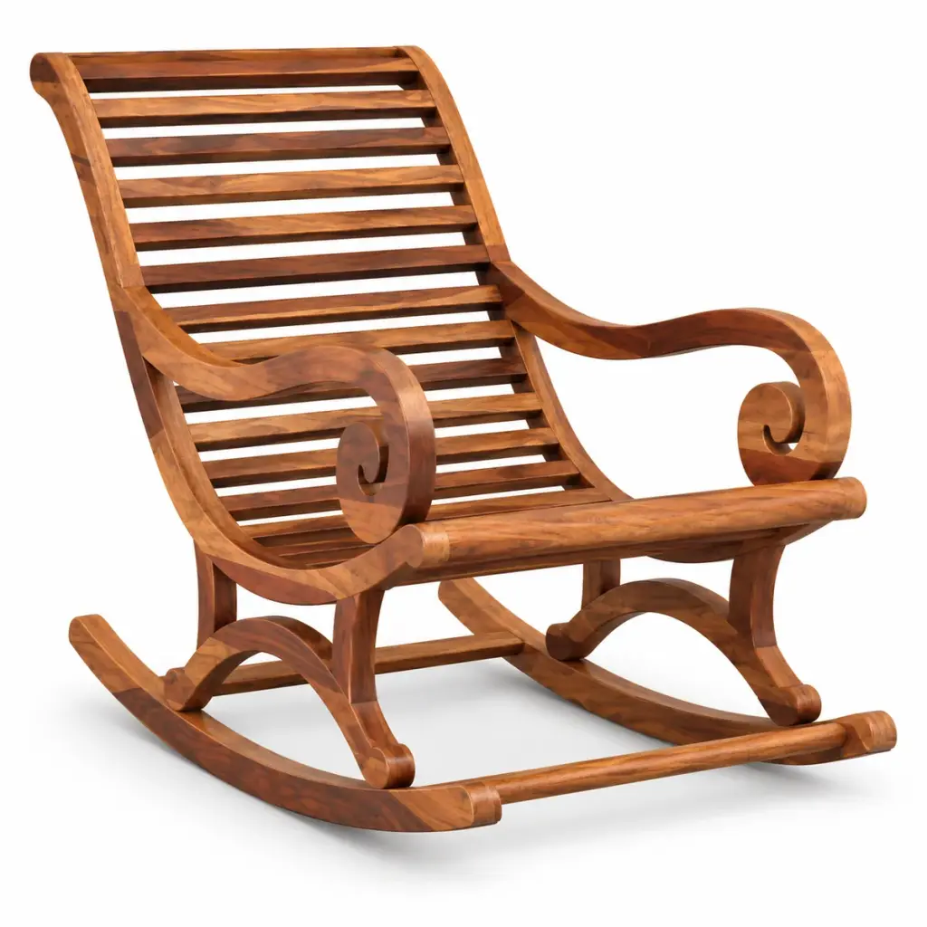Curled-Arm Slatted Rocker — photo 2