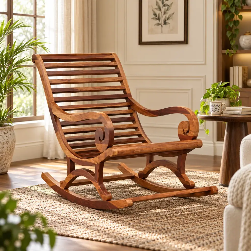 Curled-Arm Slatted Rocker — photo 3