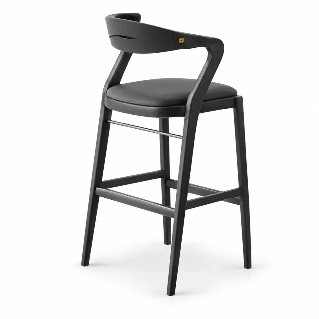 Curved-Back Bar Chair — Black — photo 2