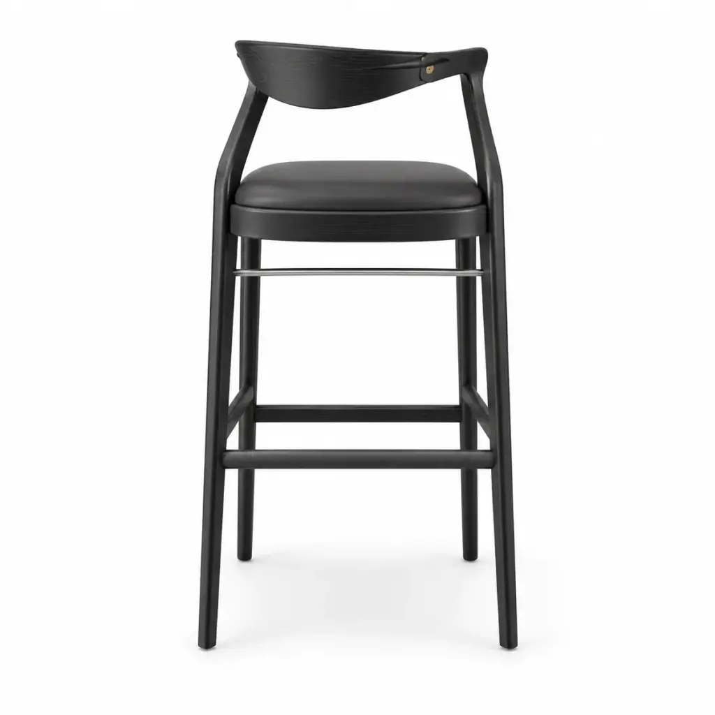 Curved-Back Bar Chair — Black — photo 1