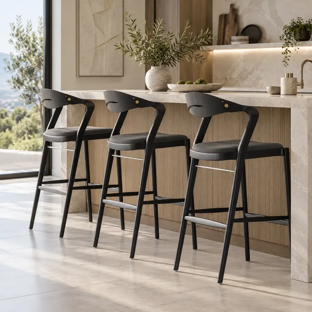 Curved-Back Bar Chair — Black — photo 3