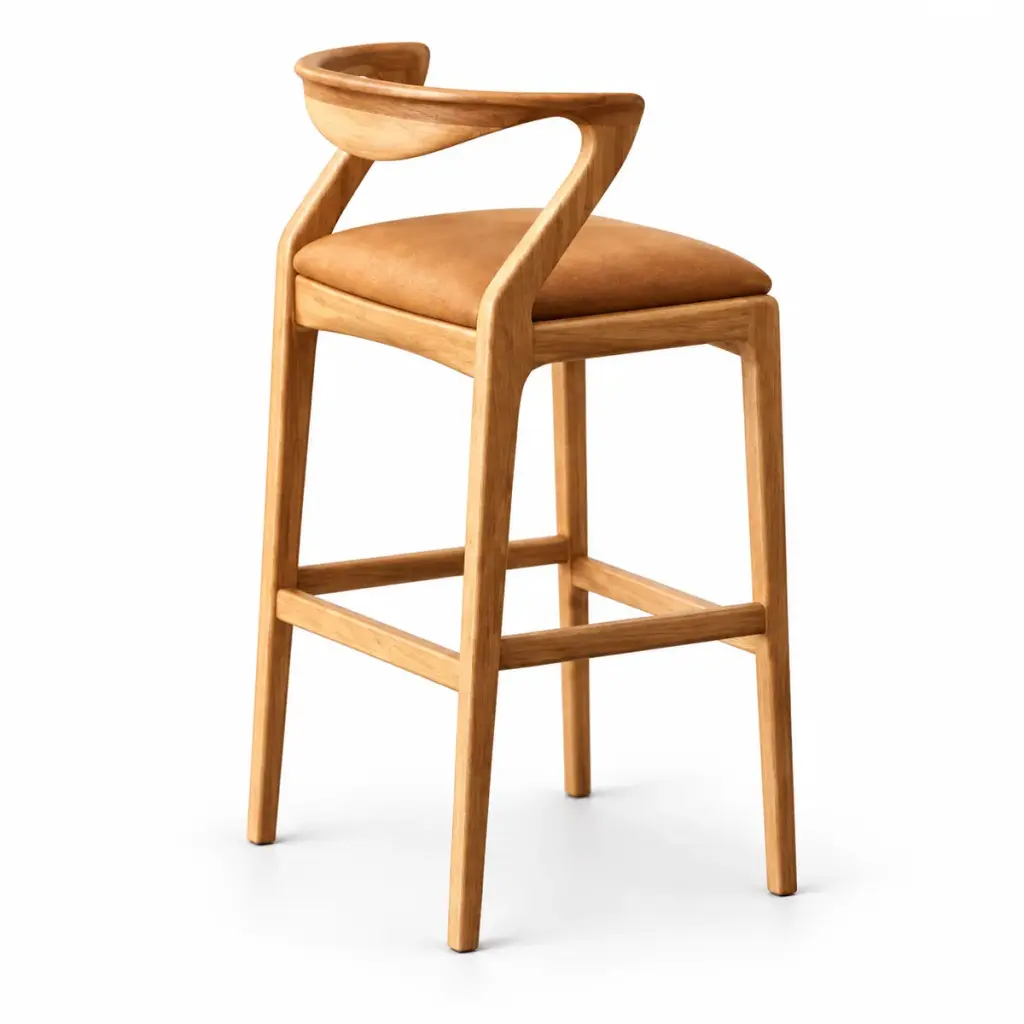 Curved-Back Bar Chair — Tan — photo 2