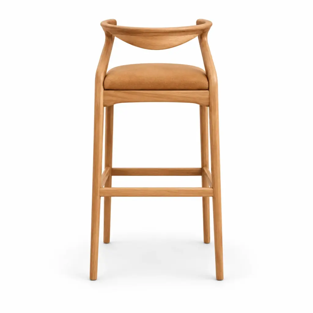 Curved-Back Bar Chair — Tan — photo 1