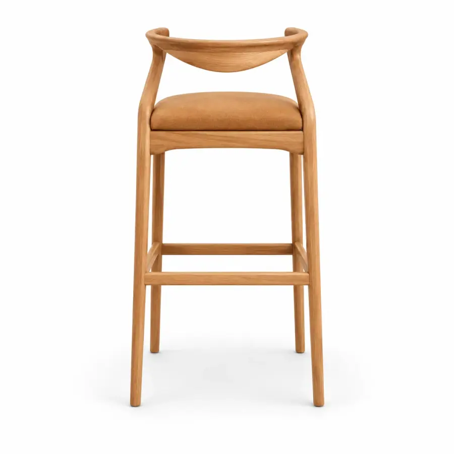 Curved-Back Bar Chair — Tan