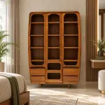 Curved Open Bookcase Almirah – solid teak, Teakwood Factory