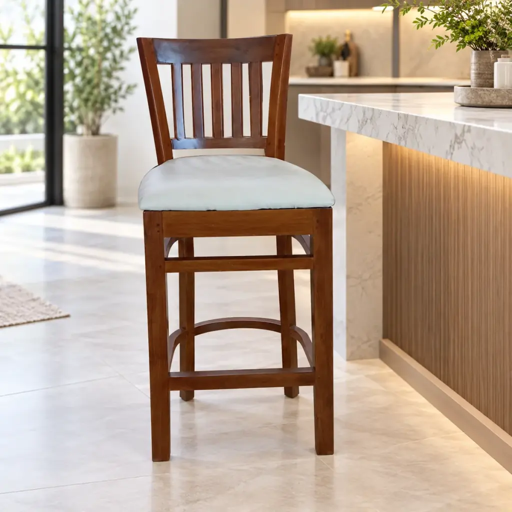 Cushioned Slat-Back Bar Chair — photo 3