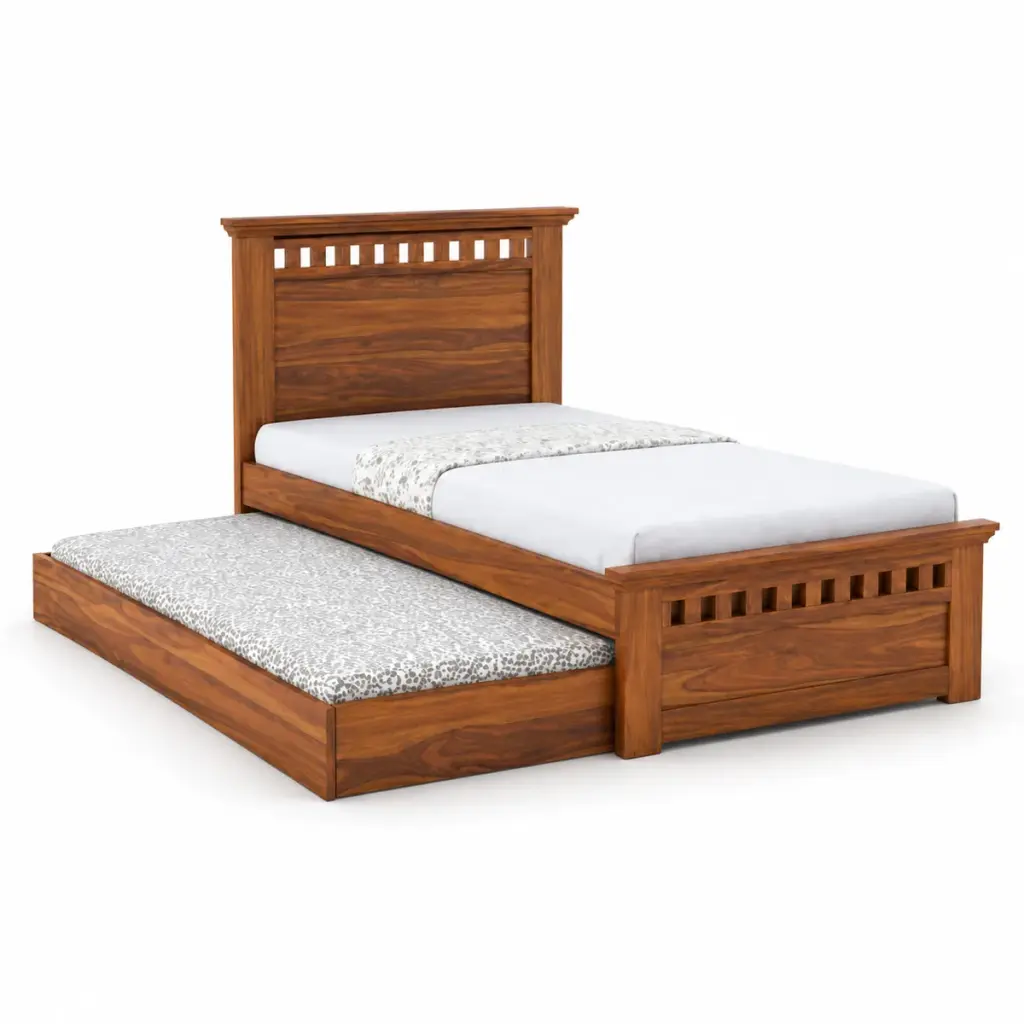 Cut-Out Headboard Trundle Bed — photo 2