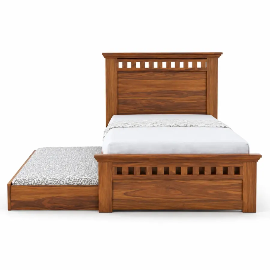 Cut-Out Headboard Trundle Bed