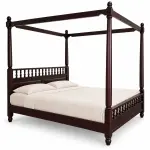 Espresso Canopy Bed – solid teak, Teakwood Factory