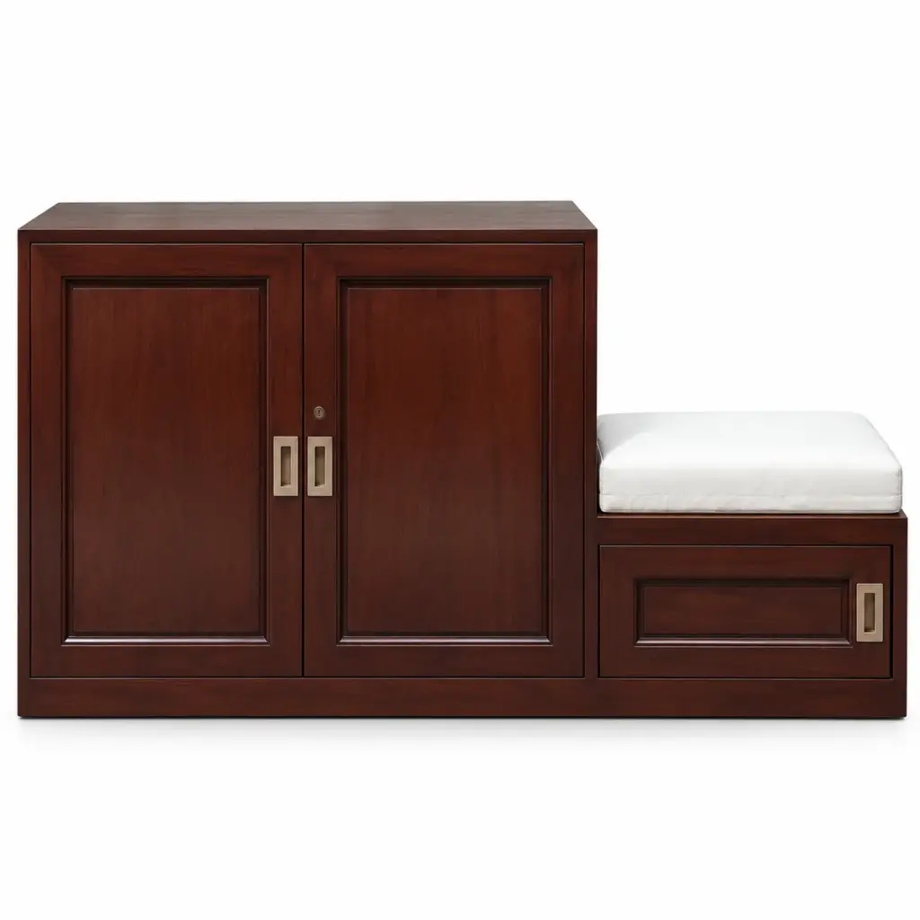 Espresso Shoe Bench Cabinet — photo 1