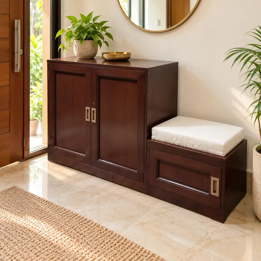 Espresso Shoe Bench Cabinet — photo 3