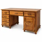 Executive Pedestal Desk – solid teak, Teakwood Factory