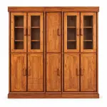 Four-Door Glass Almirah – solid teak, Teakwood Factory